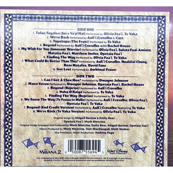 Disney Moana 2 Movie Soundtrack Collectors Exclusive Blue Splatter Vinyl LP NEW! - Picture 4 of 9